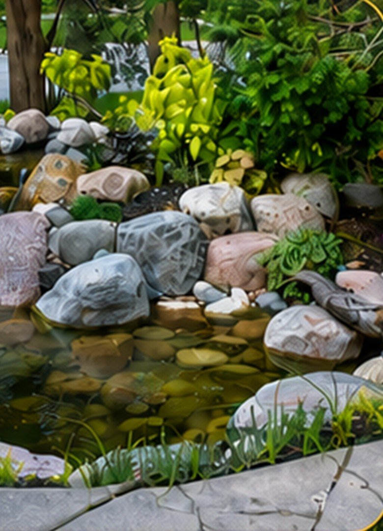 A compact courtyard water garden