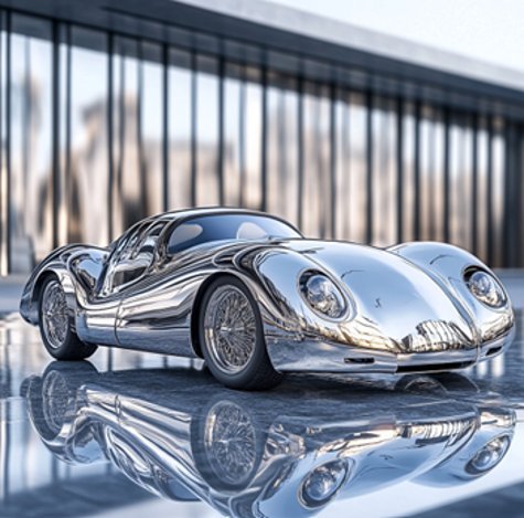 Sculptural car form finished in brass
