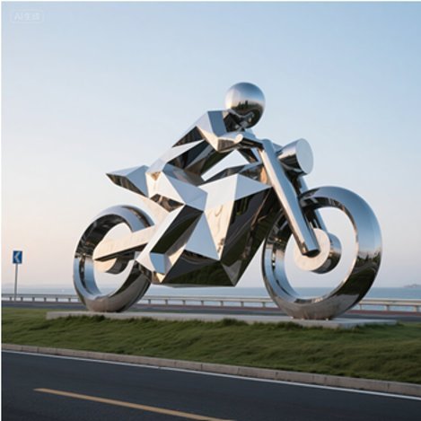 Stainless steel motorcycle sculpture