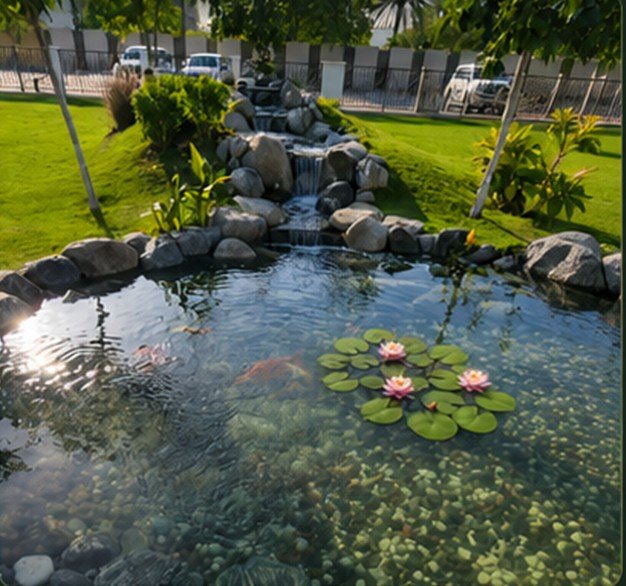 Formal courtyard water feature